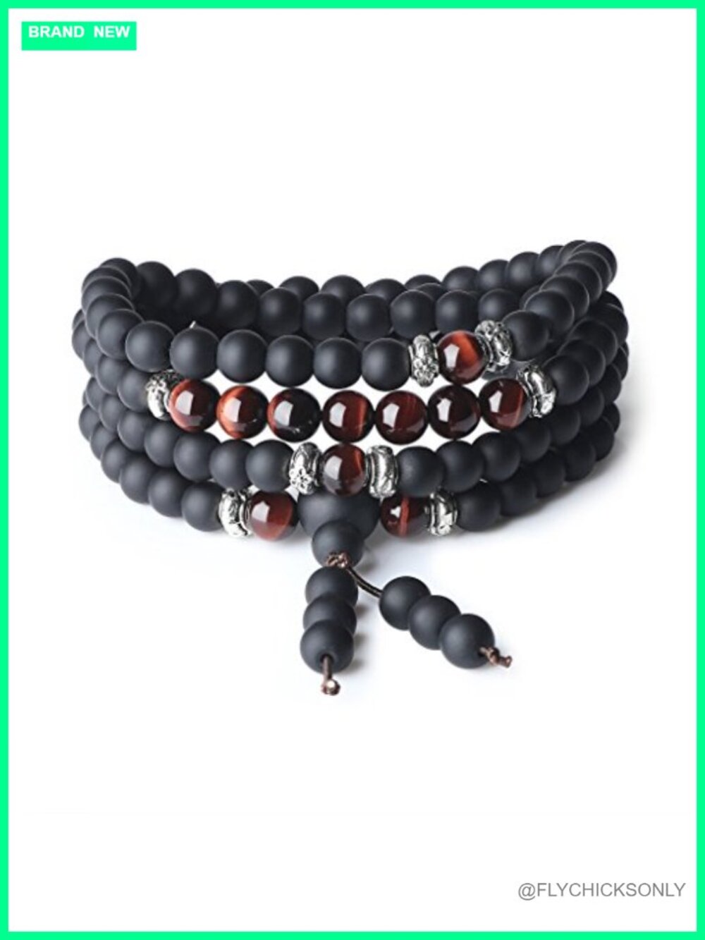 108 Mala Beads Prayer Bracelet Necklace Red Tiger Eye Matte Onyx 6mm